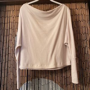 Off the shoulder cropped light weight sweater